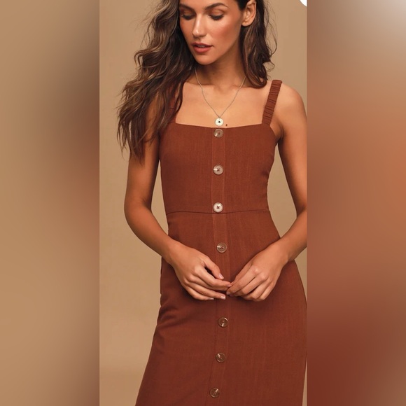 Lulus Linen blend Midi Sleeveless dress, Medium - Picture 9 of 9